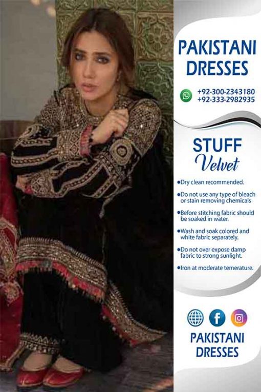Pakistani Embroidered Velvet Clothes