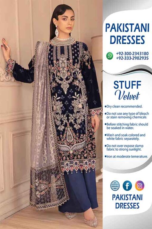 Pakistani Velvet Dresses 2023